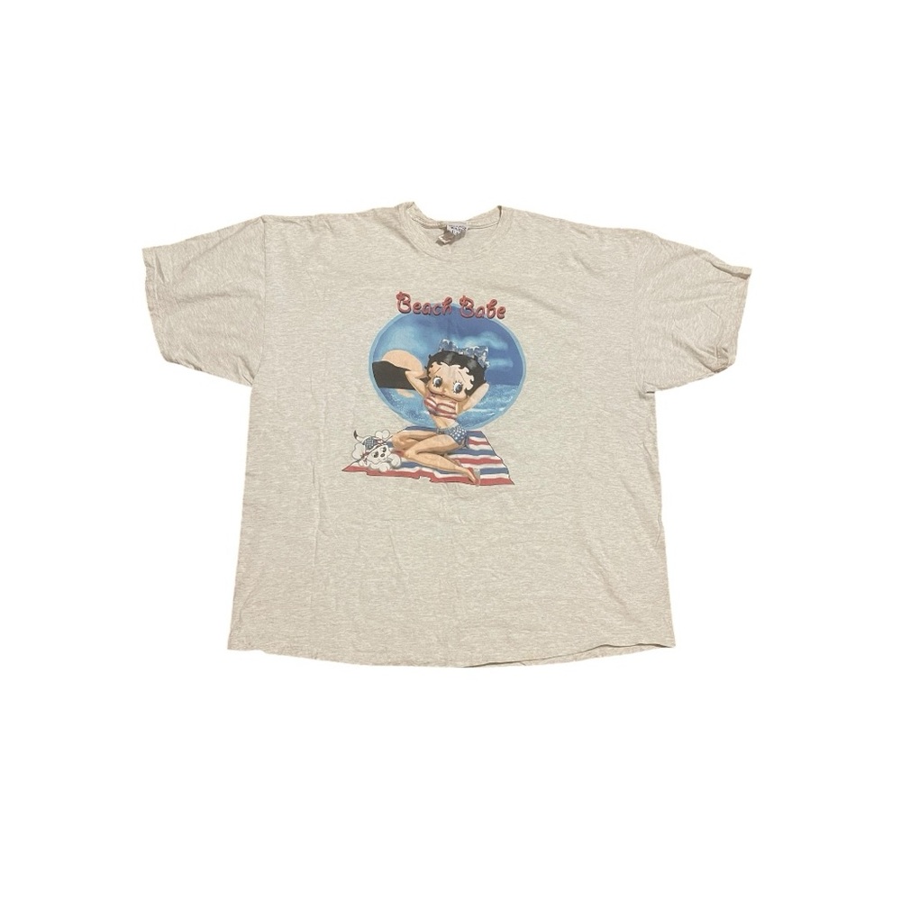 Vintage 90s Gray Betty Boop Beach Babe Cartoon Short Sleeve Tee One Size